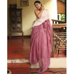 indie picks Floral Print Linen Cotton Saree-picture-38