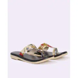 indie picks Handcrafted Block Print T-Strap Chappal-picture-36