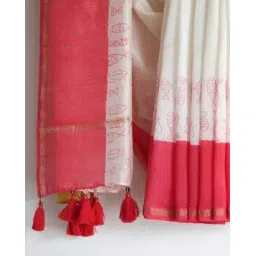 indie picks Mul Chanderi Linen Printed Saree -picture-24