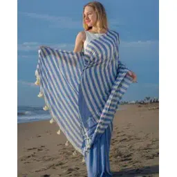 indie picks Strip Print Linen Cotton Saree -picture-32