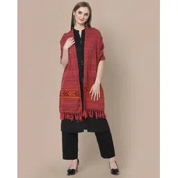 indie picks Striped Acro Wool Kullu Handloom Shawl with Tassels-picture-12