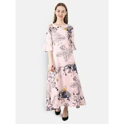 Indietoga Floral Print Bell Sleeve Maxi Dress-picture-37