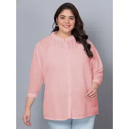 Indietoga Plus Size Embroidered Chikankari Pure Cotton Tunic-picture-36