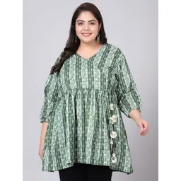 Indietoga Plus Size Hand Block Printed Cotton Longline Tunic-picture-24