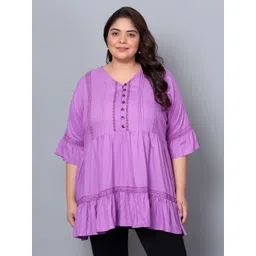 Indietoga Plus Size V-Neck Tiered Tunic-picture-18