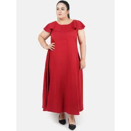 Indietoga Women Plus Size Solid Fit & Flare Maxi Dress-picture-27