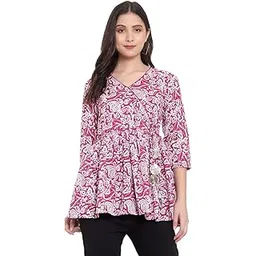 indietoga Women's Casual Hand Block Printed Cotton Tunics (Small to Plus Sizes 7XL)-picture-18