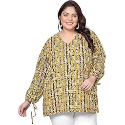 indietoga Women's Plus Size Printed Casual Cotton Tunic Top (2XL to 7XL)-picture-19