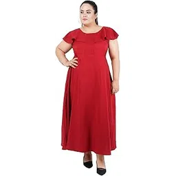 indietoga Women's Plus Sizes Solid Pintucked Fit and Flare Long Maxi Dresses (2XL to 10XL)-picture-26
