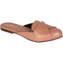 indifeet � Formal Mules for Women Footwear, Comfortable Half Ladies Sandals, Stylish Office Slip ons on Woman, Casual Open Belly Womens Flats Ladies' Shoe Flat Back Black image 1