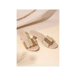 Indifeet Gold Trendy & Traditional Embellished Kitten Heels-picture-24