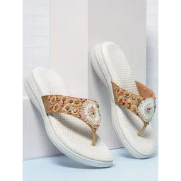 Indifeet Women Embellished Ethnic Comfort Sandals-picture-42