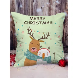 Indigifts Green Merry Christmas Printed Square Cushion Cover-picture-18