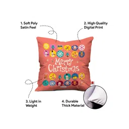 Indigifts Peach Merry Christmas Printed Pre-Filled Cushion image 3