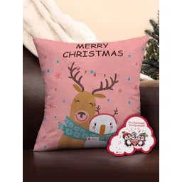 Indigifts Pink Christmas Printed Pre-Filled Cushion With Filler-picture-14
