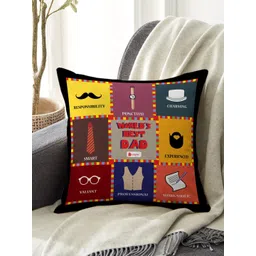 Indigifts Red & Mustard World's Best Dad Printed Cushion-picture-41