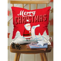 Indigifts Red & White Merry Christmas Graphic Printed Cushion-picture-39