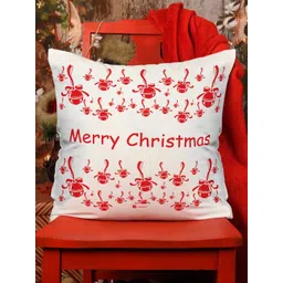 Indigifts White & Red Merry Christmas Graphic Printed Pre-Filled Cushion-picture-38