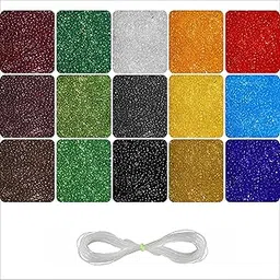 INDIKONB Glass Transparent Seed Beads 11/0 2 mm for Jewellery Making Material for Earring, Necklace, Bracelet Jewelry Making Set for Girls and Women-picture-21
