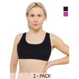 INDIROCKS Pack Of 2 Cotton Non Padded Non-Wired Full Coverge Workout Sport Bra-picture-10