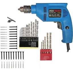 6-Month Warranty 100% Copper Winding 400W 10mm Reversible drill machine with 5 Pcs Masonry & 13Pcs HSS bit 20pc Gitti +20pc Screw Pistol Grip Drill-image-4