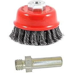 Inditrust Drill Attachment + Twisted 3" (75mm) M-10 Thread Wire Cup Brush for Removing Rust, Paint as Well as for Polishing Wheel Brush-image-10