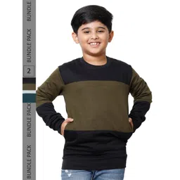 IndiWeaves Boys Pack Of 2 Colourblocked Long Sleeves Fleece Sweatshirt-picture-41