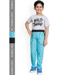 IndiWeaves Boys Pack Of 2 Printed Cotton Mid-Rise Track Pants-image-28