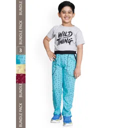 IndiWeaves Boys Pack Of 2 Printed Cotton Track Pants-image-3