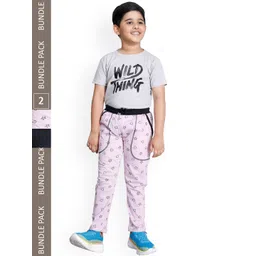 IndiWeaves Boys Pack Of 2 Printed Cotton Track Pants-image-26