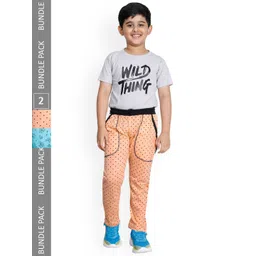 IndiWeaves Boys Pack of 2 Printed Cotton Track Pants-image-5