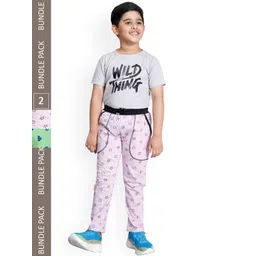 IndiWeaves Boys Pack Of 2 Printed Cotton Track Pants-image-10
