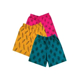 IndiWeaves Girls Pack Of 3 Printed High-Rise Cotton Shorts-picture-17