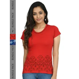 IndiWeaves Pack Of 2 Printed Round Neck Pure Cotton T-shirt-picture-28