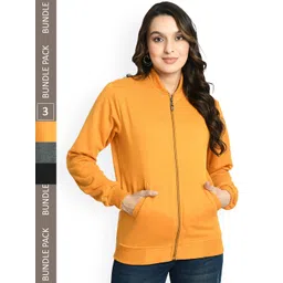 IndiWeaves Pack Of 3 Fleece Lightweight Longline Bomber Jacket-picture-13