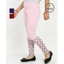 indiweaves Pack of 3 Printed Leggings with Elasticated Waist-picture-33