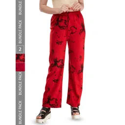 IndiWeaves Women Pack Of 2 Abstract Printed Straight Acrylic Palazzos-picture-41