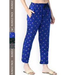 IndiWeaves Women Pack Of 3 Printed Fleece Lounge Pants-picture-21