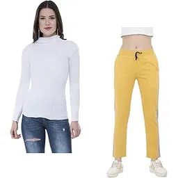 indiweaves Women Winter Wear Woolen Warm High Neck/Sweaters and Solid Fleece Warm Track Pants/Lower (10110-1173200-02-iw-y-p2-xl_White, Yellow_XL) Pack of 2-picture-37
