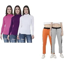 indiweaves Women Winter Wear Woolen Warm High Neck/Sweaters and Solid Fleece Warm Track Pants/Lower (Pack of 5)-picture-16