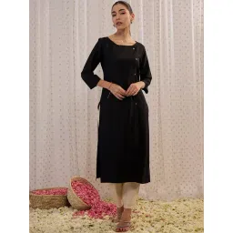 Indo Era Black Straight Kurta-picture-22