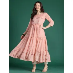 Indo Era Brown Cotton Regular Fit Embroidered Kurta-picture-11