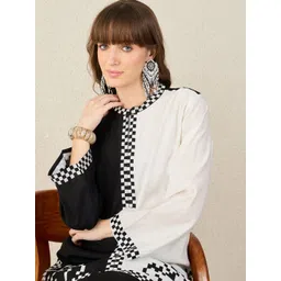 Indo Era Colourblocked Mandarin Collar Tunic With Trouser-picture-32