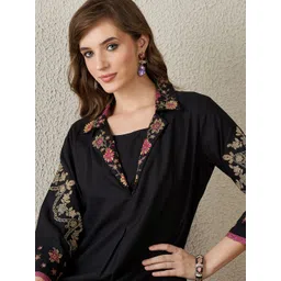 Indo Era Embroidered Shirt Collar Top With Trousers-picture-30