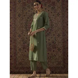 Indo Era Embroidered Top With Trousers Co-Ords-picture-12