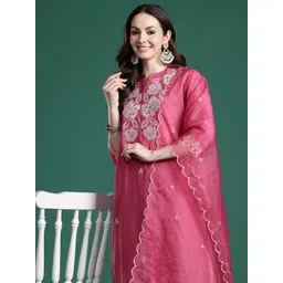 Indo Era Ethnic Motifs Embroidered Thread Work Kurta with Trousers & With Dupatta-picture-17