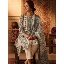 Indo Era Ethnic Motifs Printed Pure Cotton Kurta With Trousers & Dupatta-picture-20