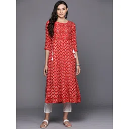 Indo Era Ethnic Motifs Printed Sequinned Detail A-Line Kurta-picture-13