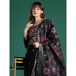 Indo Era Floral Embroidered Regular Thread Work Kurta with Trousers & With Dupatta-picture-28