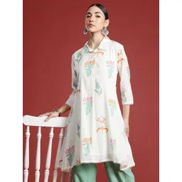 Indo Era Floral Printed Pure Cotton Kurti with Trousers-picture-15